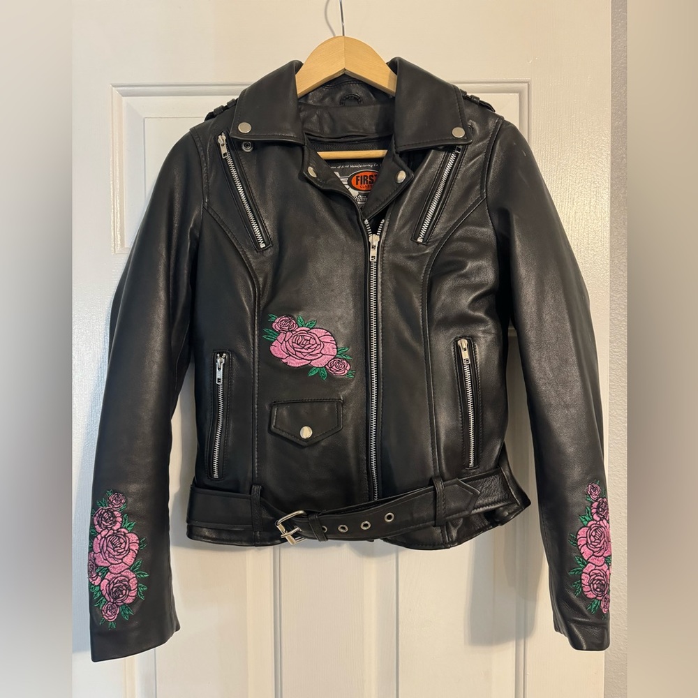 Harley Davidson Leather Womens Jacket Motorcycle Roses